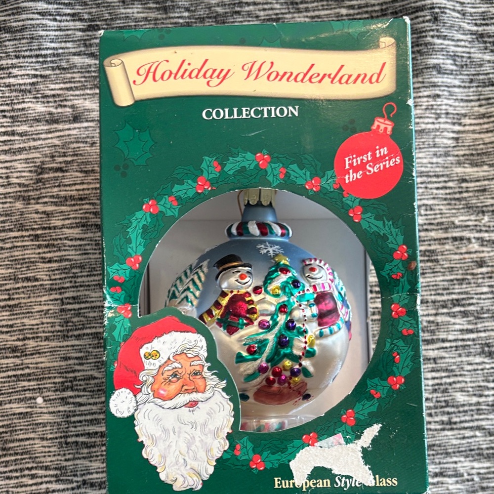 WONDERLAND Festive Snowman Ornament - Green and Red